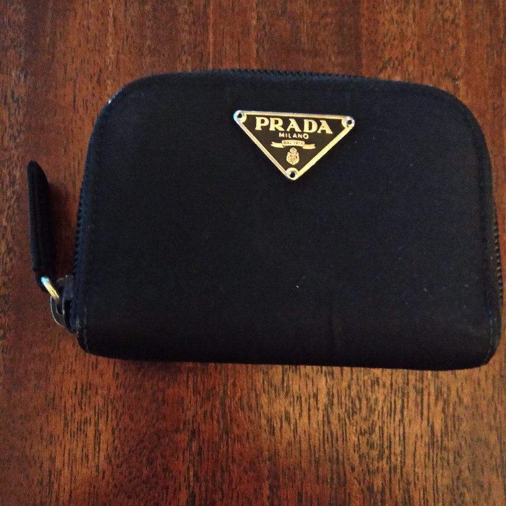 Prada Black Zipper Coin Wallet